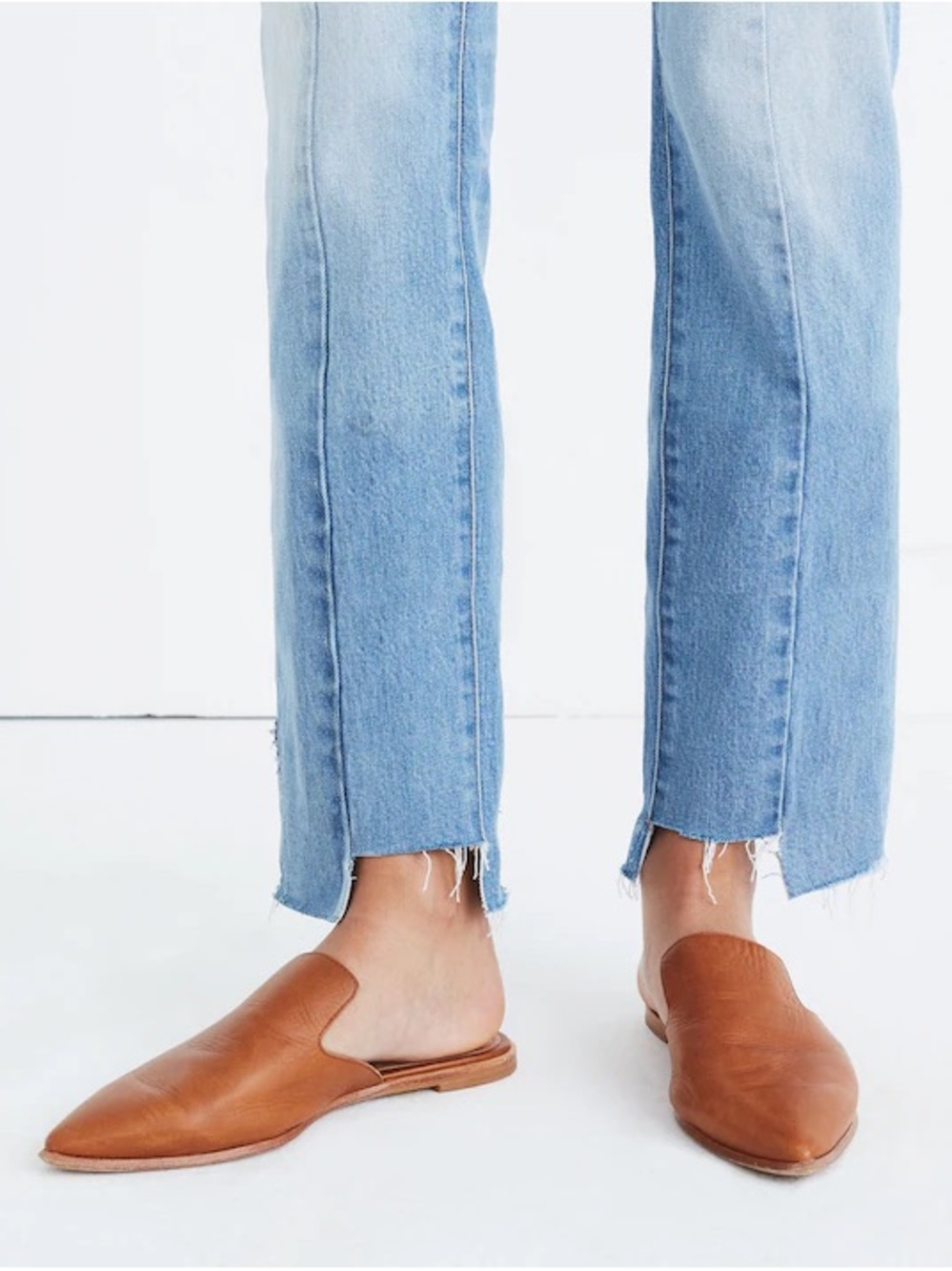 Madewell Tan Leather Pointed Slip-On Mules - Size 6.5